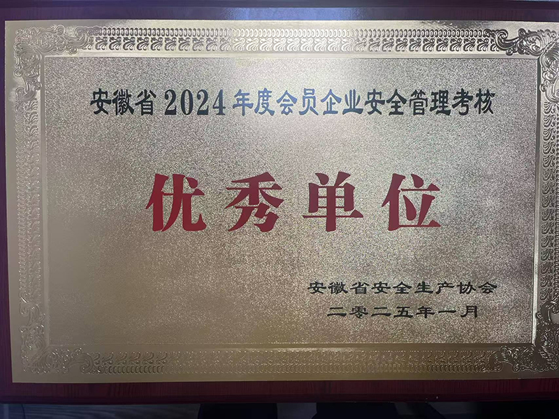 安徽省2024年度会员企业安全考核优秀单位